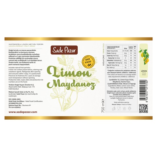 Limon Maydanoz Suyu 750 ml